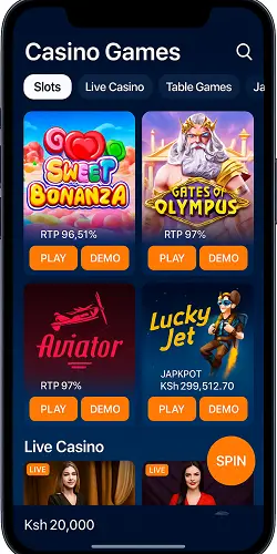 Casino games section